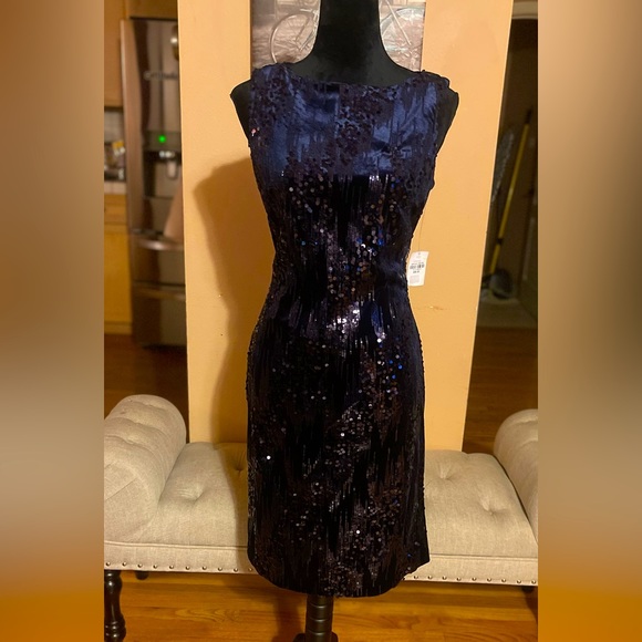 New with tags Jackie Jon midnight blue Sequins Velvet Dress - Picture 1 of 7